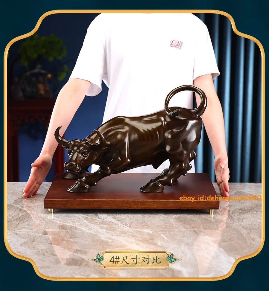 Brass Coffee Wall Street Bull OX Figure Statue Art Sculpture Office Home Decor 07FC0E-D4 - KOEEK