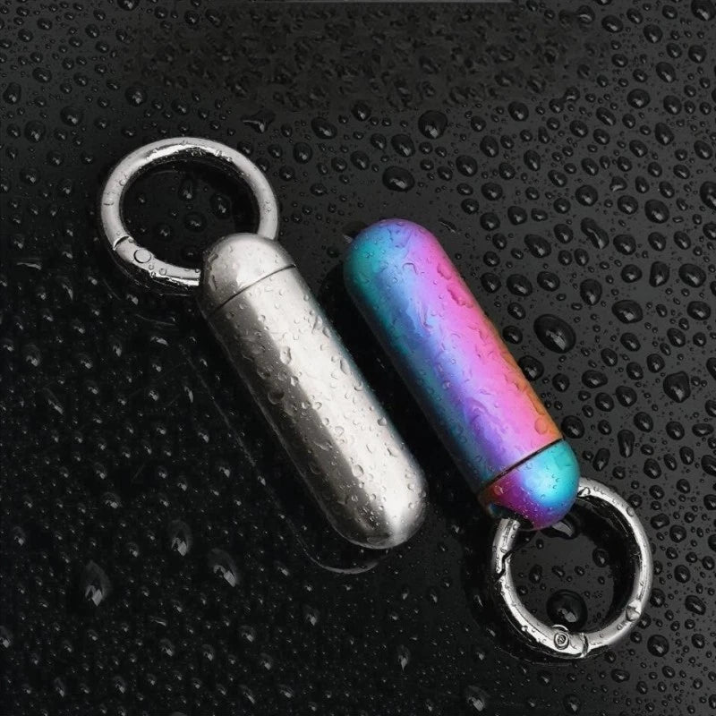 Titanium Pill Holder Container Organizer Case Box Waterproof Portable Keychain 07FC0E-D4 - KOEEK
