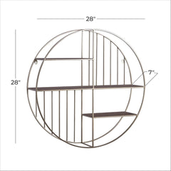 new Deco 79 Metal Geometric Wall Shelf Circle with 3 Wood Shelves and LARGE SIZE DECO 79 - KOEEK