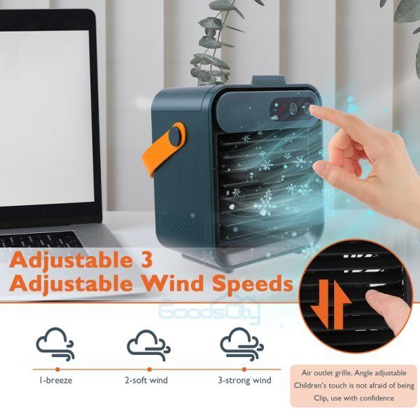 ny Ventilador De Aire Frio Portatil USB genopladelig Aire Acondicionado