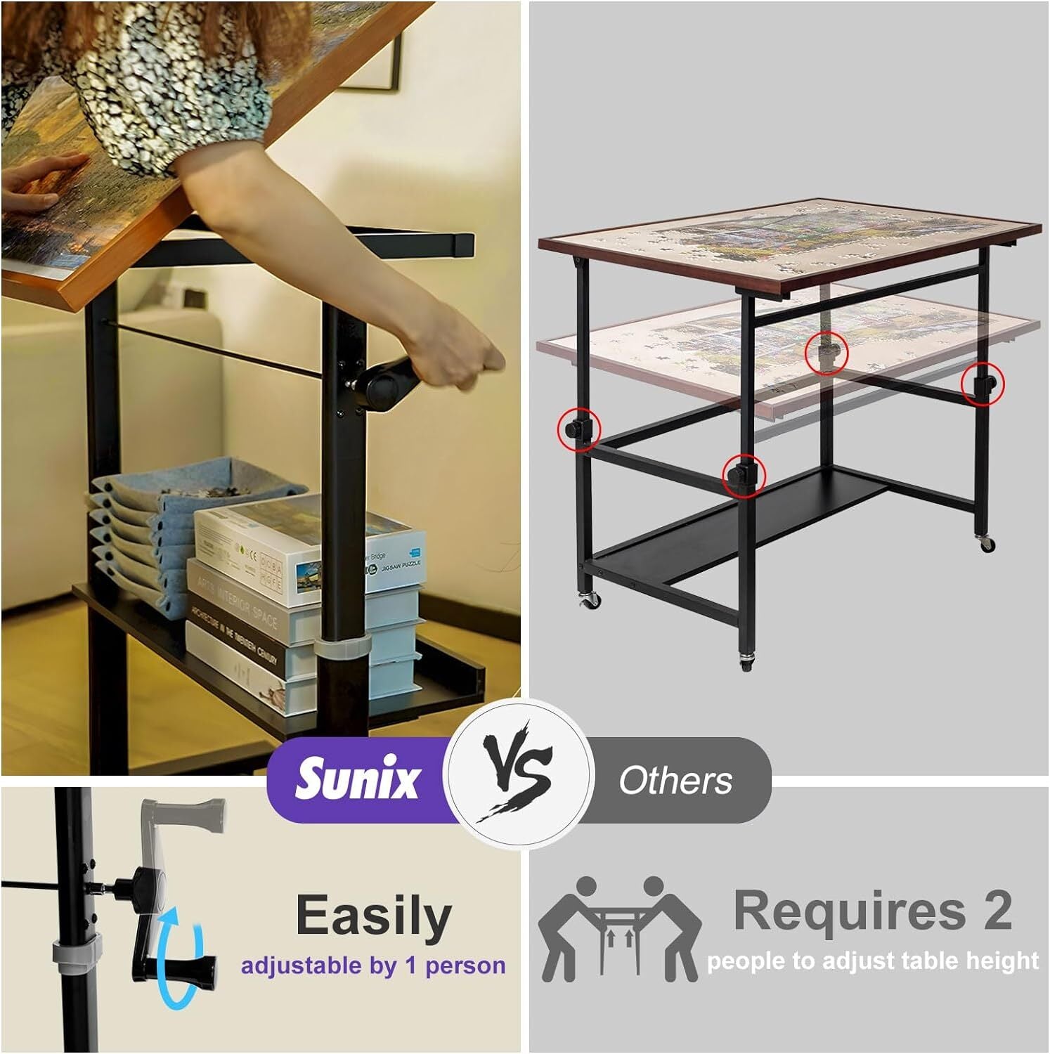 new Sunix 1500 Pieces Jigsaw Puzzle Table with Legs, 36"x26" Adjustable Height... SUNIX - KOEEK