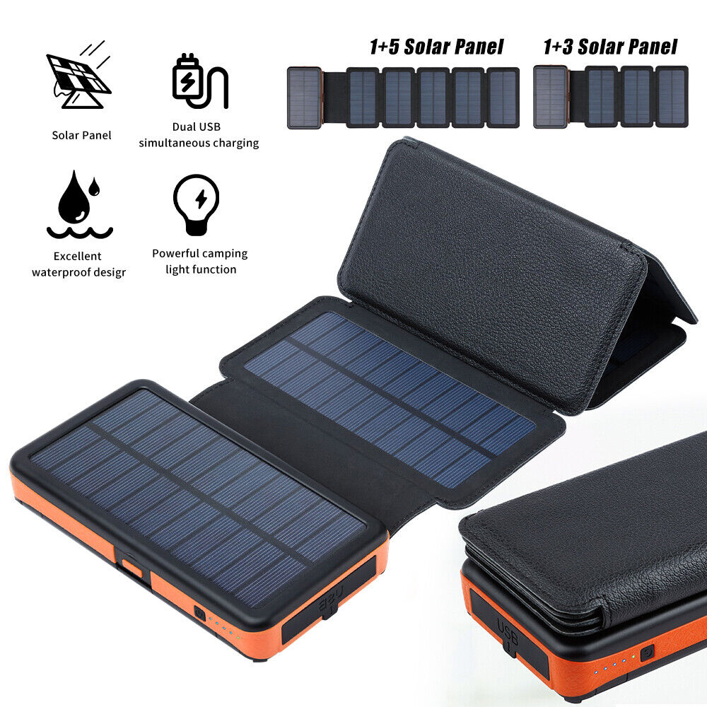 ny Solar Power Bank Folding Solar Panel bærbar lader 26000mAh eksternt batteri