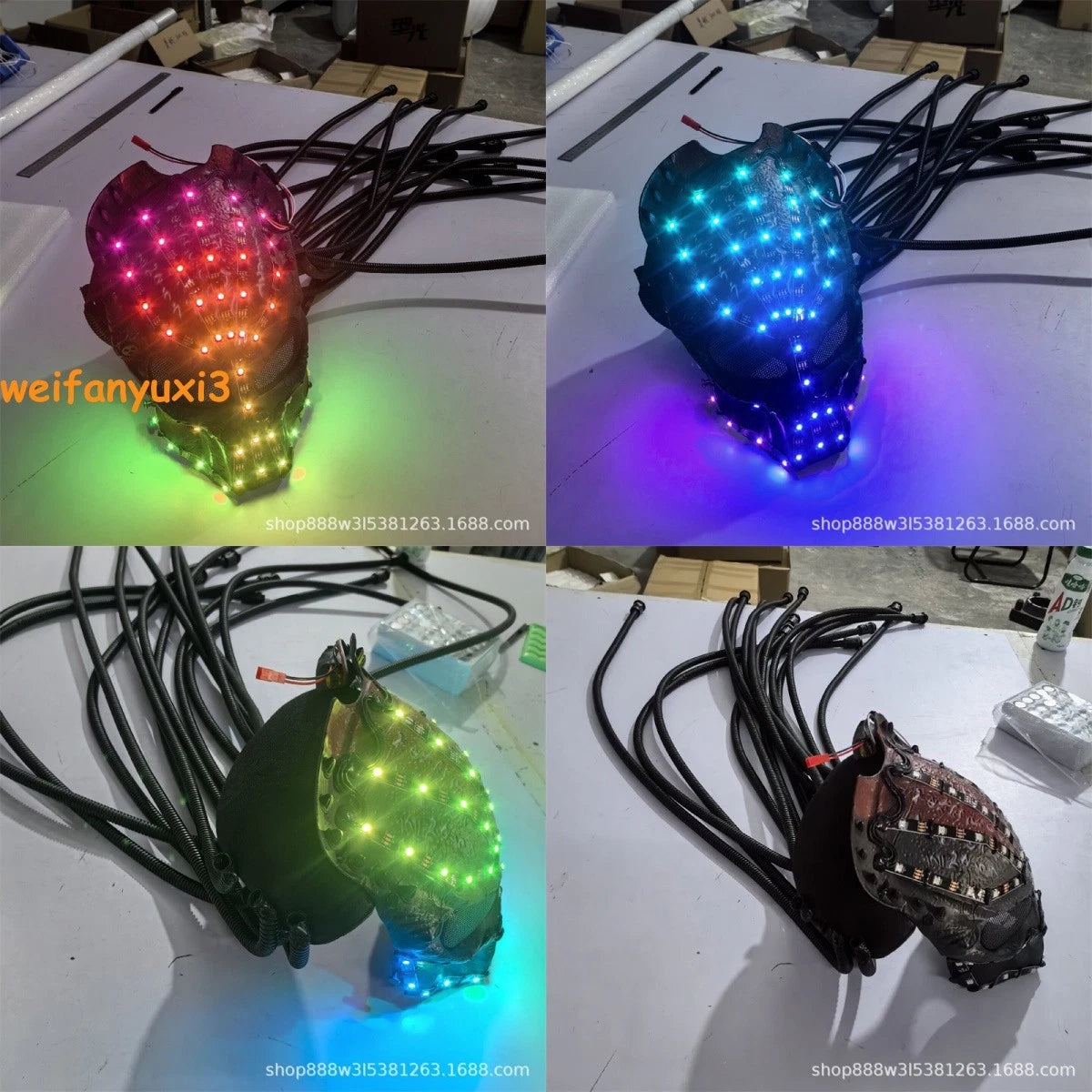 Predator LED Colorful Light Helmet Mask Remote Control DJ Club Costume Props 07FC0E-D4 - KOEEK