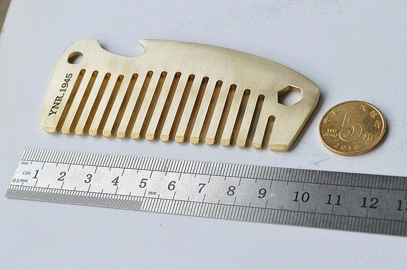 Solid Brass Hair Beared Comb with Bottle Opener Wrench EDC Portable Multi Tools 07FC0E-D4 - KOEEK