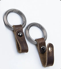 EDC TC4 Titanium + Leather Keychain Portable Removable Key Ring Pendant Set Tool EDC - KOEEK