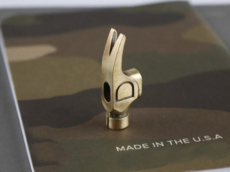 Solid Retro Brass DIY Hammer Creative Crowbar Keychain Knife Pendant EDC Tool 07FC0E-D4 - KOEEK