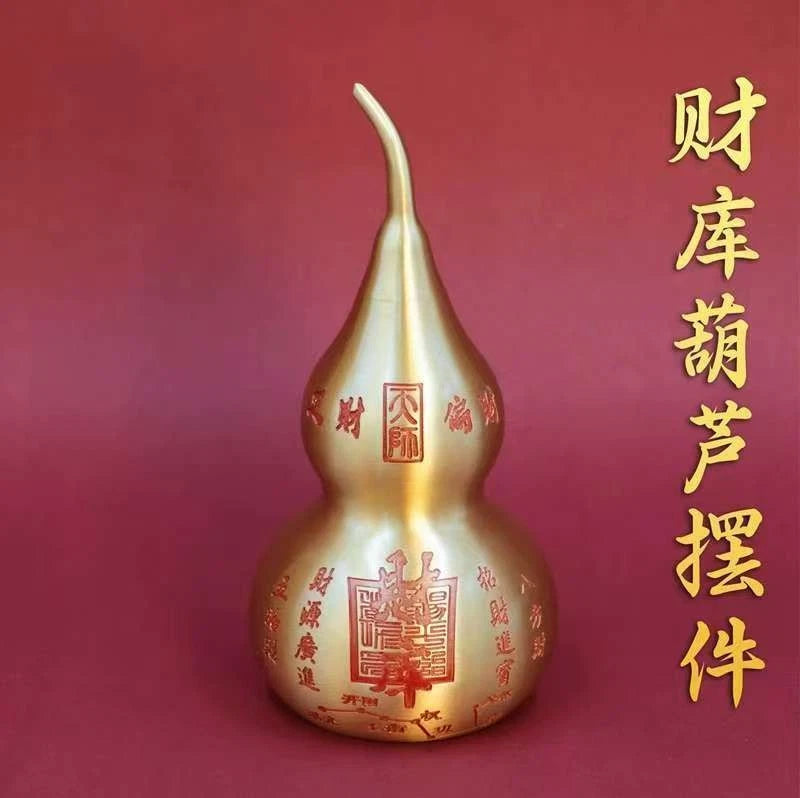 Brass Wealth Gourd Figurine Bagua Fu Lu Desk Decor Feng Shui Ornament 07FC0E-D4 - KOEEK