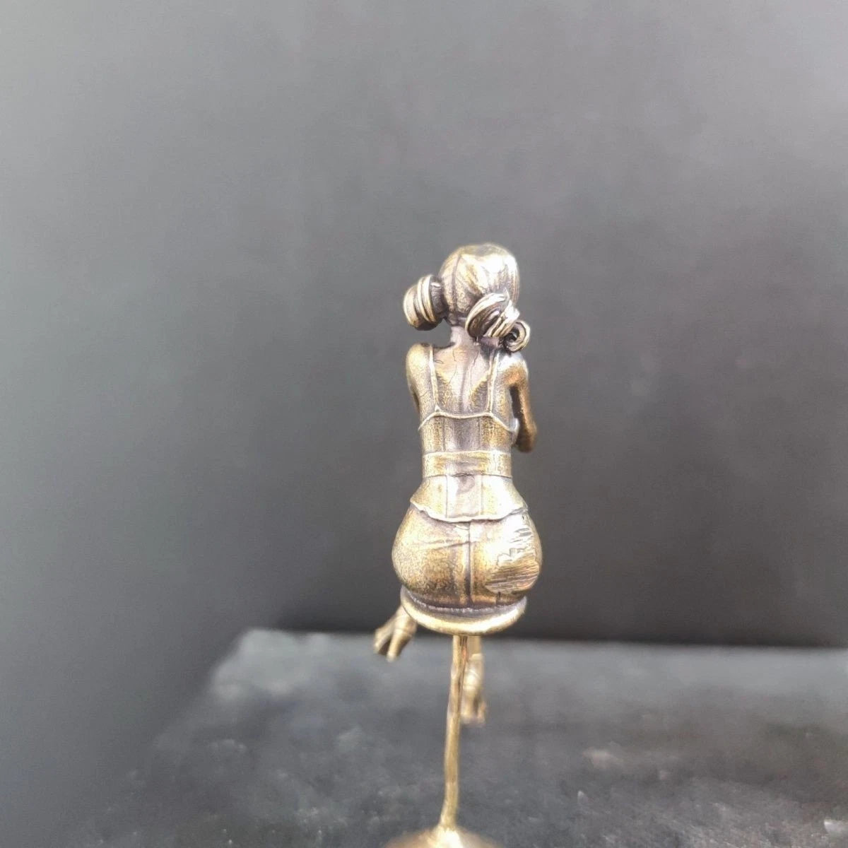 64mm Brass Bar Chair Girl Statue Hot Beauty Model Artwork Collection Toy Decor 07FC0E-D4 - KOEEK
