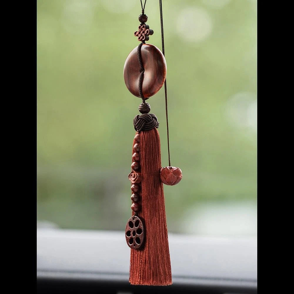 Rosewood Car Charm Buddhist Amulet Car Decor Hanging Ornament 07FC0E-D4 - KOEEK