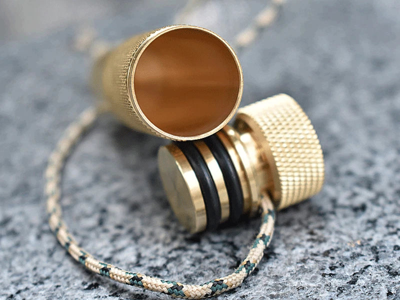 EDC Brass Waterproof Pill Case Container Box Pendant Compass Multi Tool Gift 07FC0E-D4 - KOEEK
