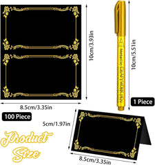 new 100 Pcs Black Place Cards and Gold Pen for Weddings, Name with Gold... 07FC0E-D4 - KOEEK