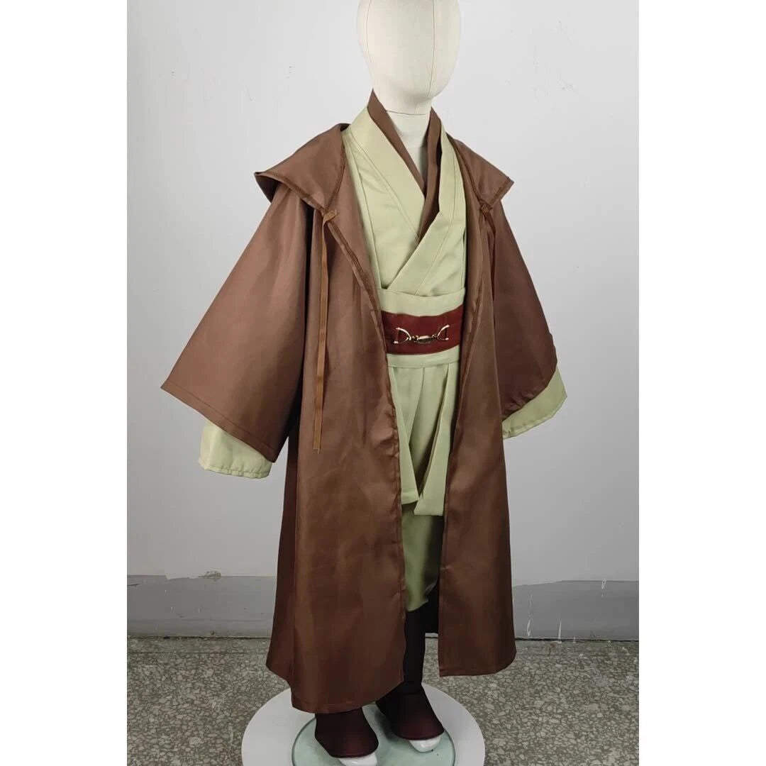 Star Wars Jedi Knight Cosplay Costume Kids Hooded Robe Full Set Outfit Halloween 07FC0E-D4 - KOEEK