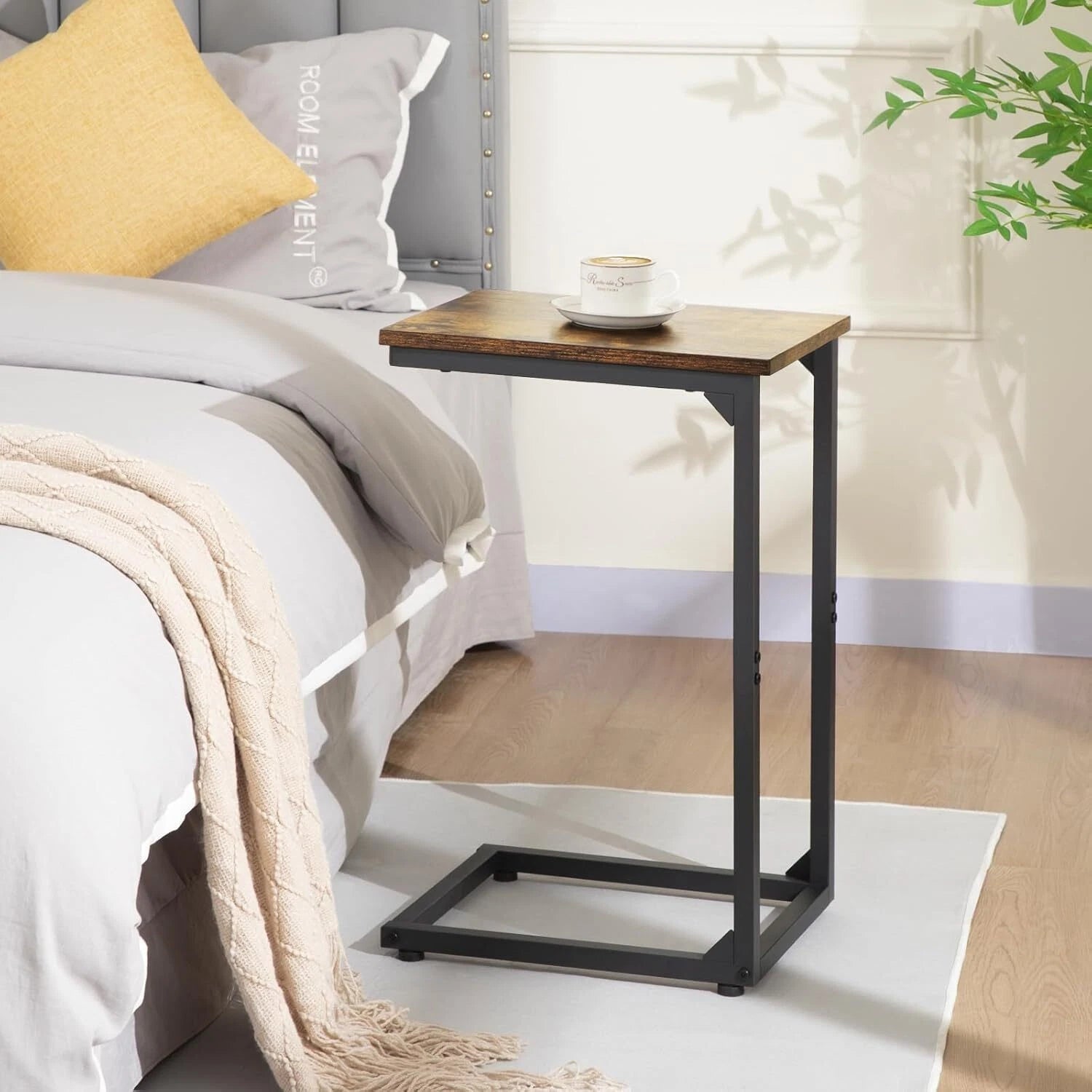 C Shaped End Tables, TV Trays Set of 2 for Living Room, Slide Under Couch Table 07FC0E-D4 - KOEEK