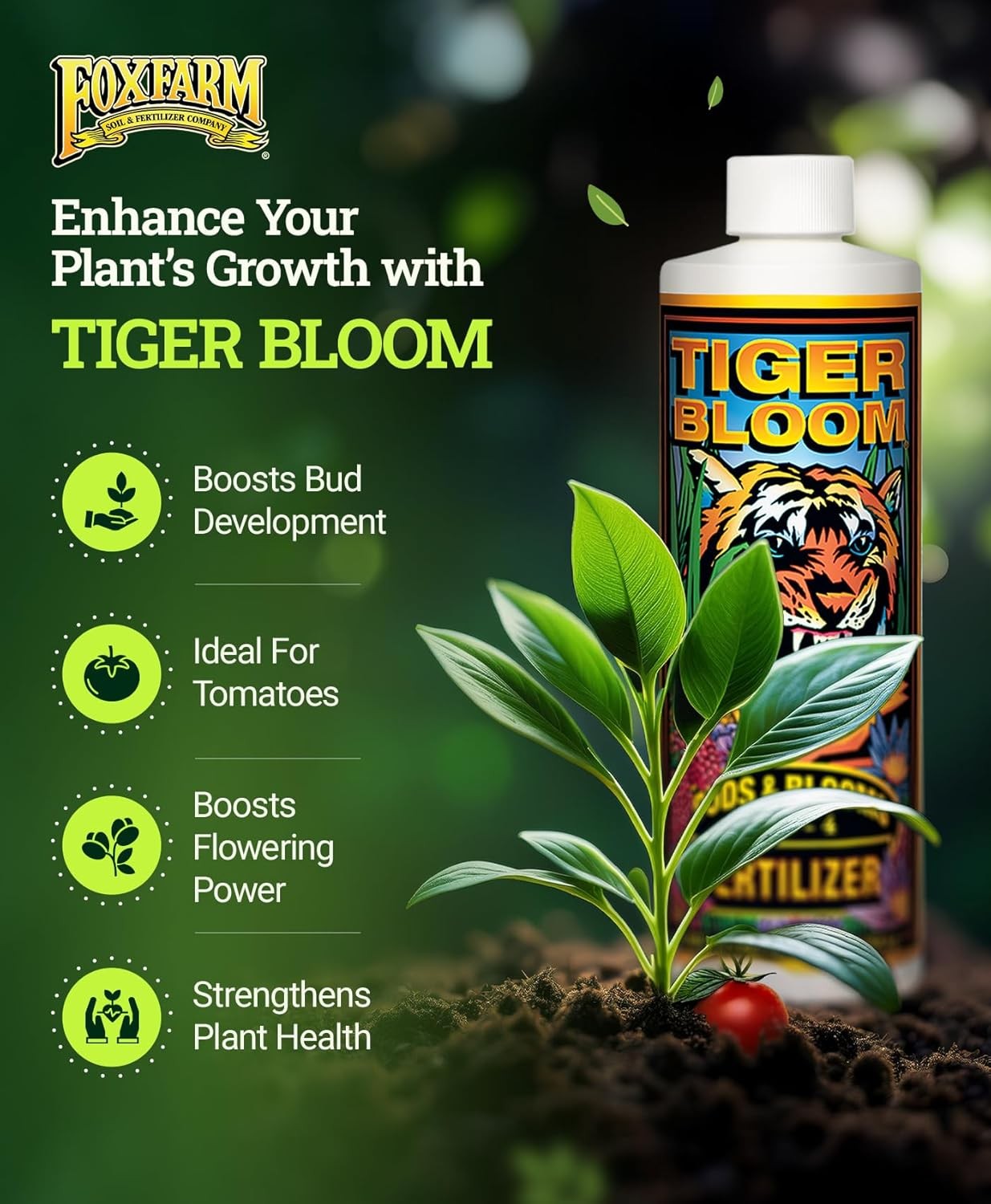 new FoxFarm Tiger Bloom Liquid Fertilizer Concentrate - Fast Acting 1 pint FOXFARM - KOEEK