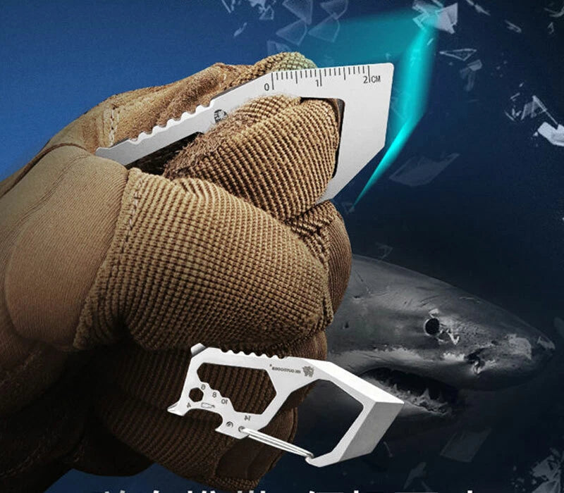 EDC High Stainless Steel Multifunction Keychain Key Carabiner Opener Wrench Tool 07FC0E-D4 - KOEEK