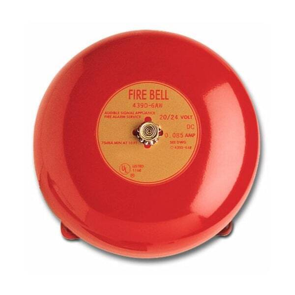 ny Edwards Signaling 439D-6Aw-R Fire Bell, Rød, H 3 11/32 XL 6 XW 6 In