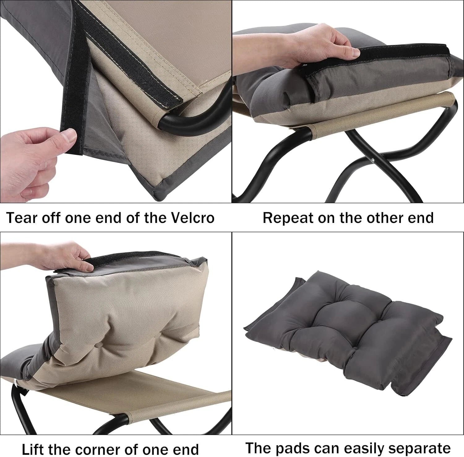 15 Folding Footstool for Patio,Small Outdoor Decorative Bench,Washable Dark Gray 07FC0E-D4 - KOEEK