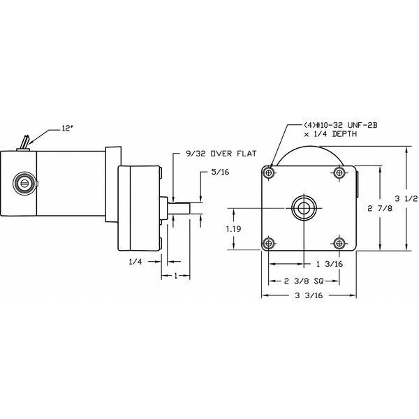 ny Dayton 1Lpw3 DC girmotor, 40,0 In-Lb Maks. Dreiemoment, 29 Rpm Navneskilt Rpm, 90V DC