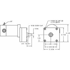 ny Dayton 1Lpw3 DC girmotor, 40,0 In-Lb Maks. Dreiemoment, 29 Rpm Navneskilt Rpm, 90V DC