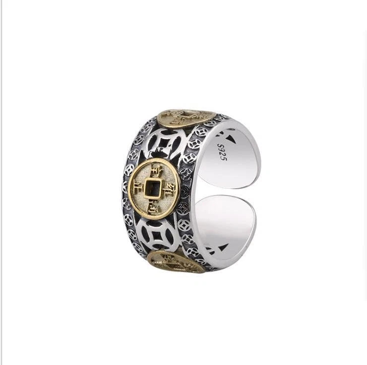 Silver Plated Open Ring Adjustable Index Finger Chinese Style Band 07FC0E-D4 - KOEEK