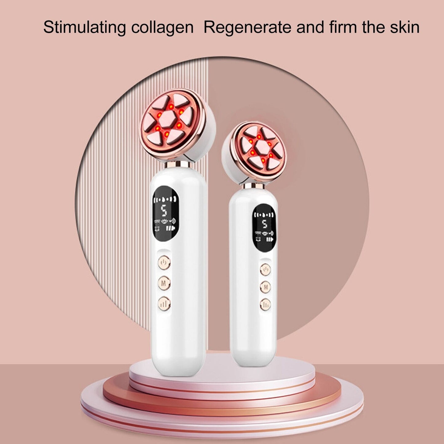 new RF Machine 5 Gears Promote Collagen Microcurrent Rejuvenation Device White HGF koeek - KOEEK