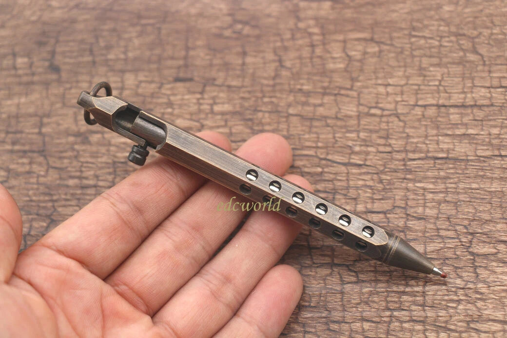 Handmade Six-Edge Brass Pen Practical Ballpoint Pen Pocket Keychain EDC Pen 07FC0E-D4 - KOEEK