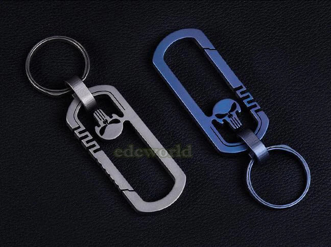 Outdoor CNC Titanium TC4 Skull Key Carabiner w/ Key Ring Fast Hanging EDC Tool 07FC0E-D4 - KOEEK