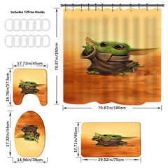 Bathroom Baby Yoda Mandalorian Waterproof Shower Curtain Non-slip Mat Toilet Mat 07FC0E-D4 - KOEEK