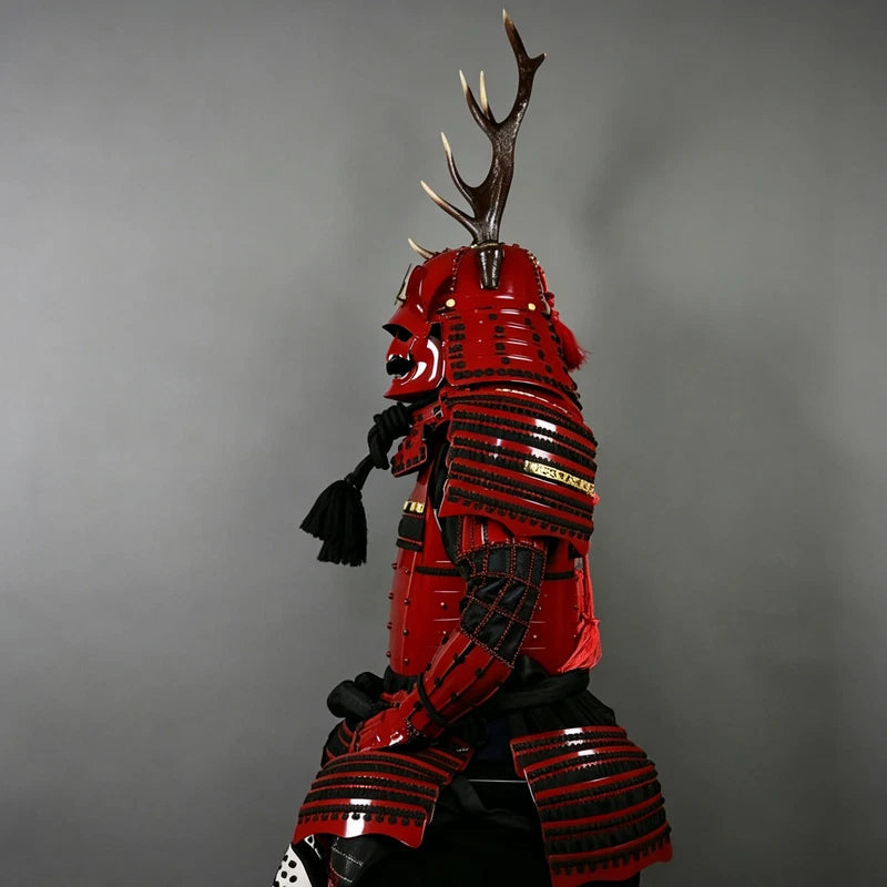 Japanese Samurai Armor Red Tōsei Gusoku Armor Yoroi Warring States Warriors 07FC0E-D4 - KOEEK