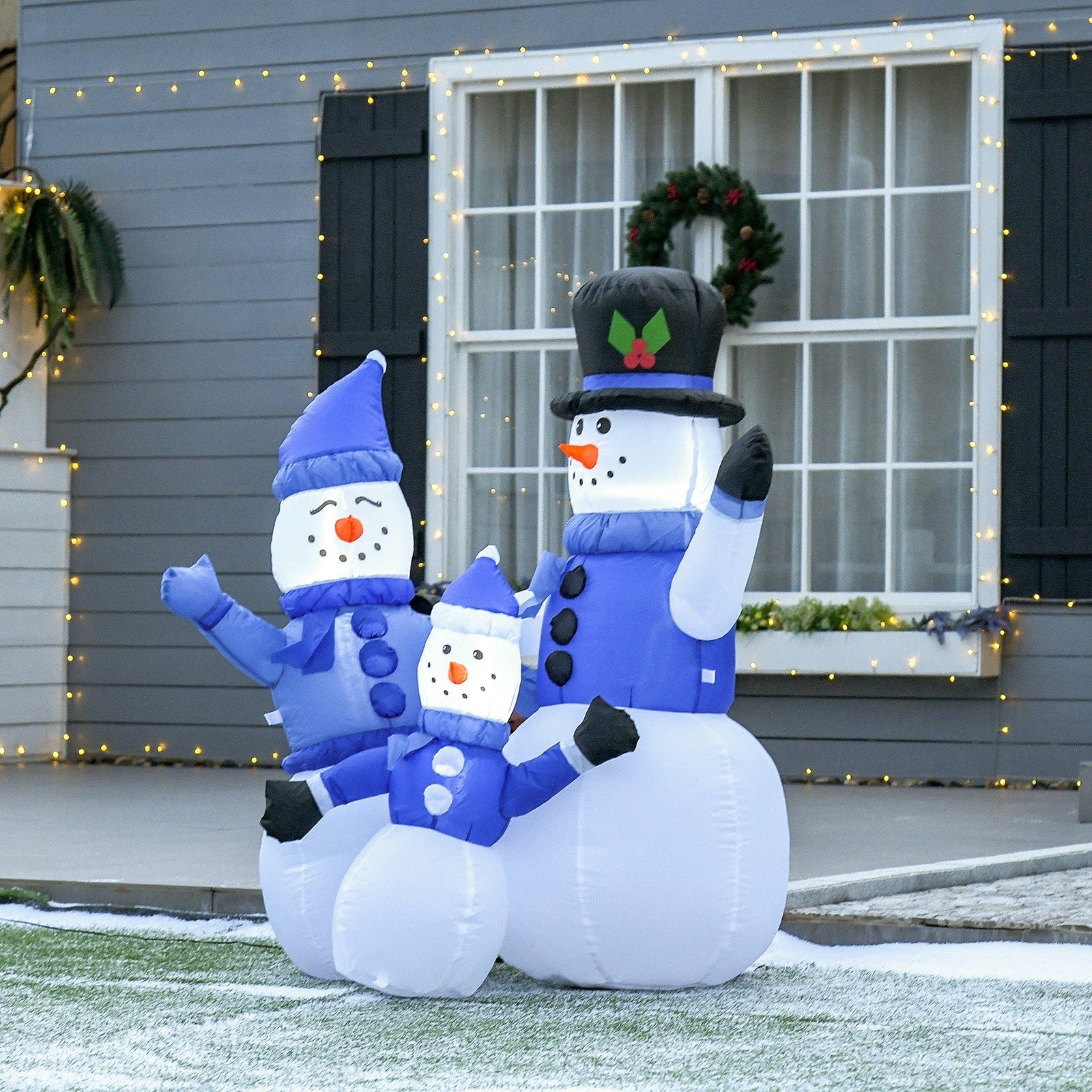 HOMCOM Inflatable Snowman Family Decoration w/ LED Lights Christmas Seasonal Fun HOMCOM - KOEEK