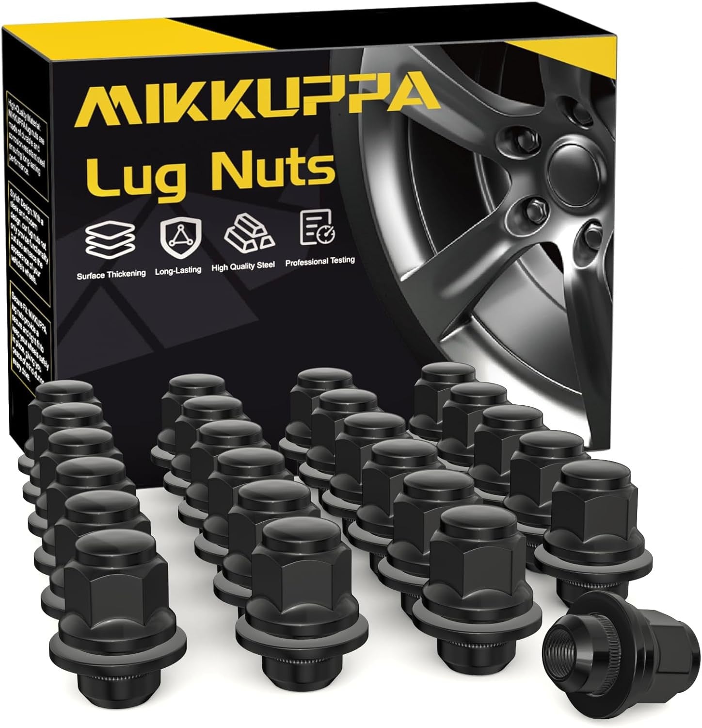 new MIKKUPPA 24pcs m12x1.25 Lug Nuts - 1.47 M12X1.25-1.5&quot; (38mm) Long, Black MIKKUPPA - KOEEK