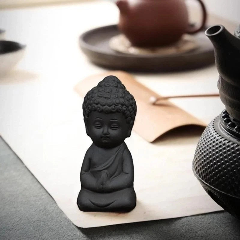 6.1cm Purple Clay Handcarved Meditating Buddha Statue Zen Monk Tea Pet Ornament 07FC0E-D4 - KOEEK
