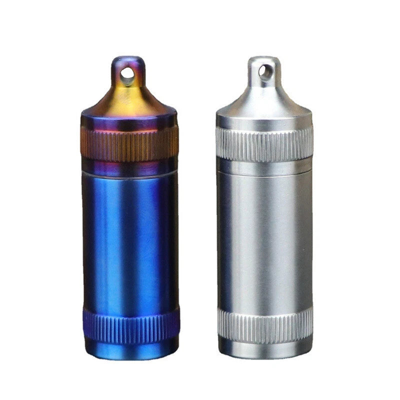 EDC Titanium Pill Holder Case Organizer Container Portable Waterproof Keychain 07FC0E-D4 - KOEEK
