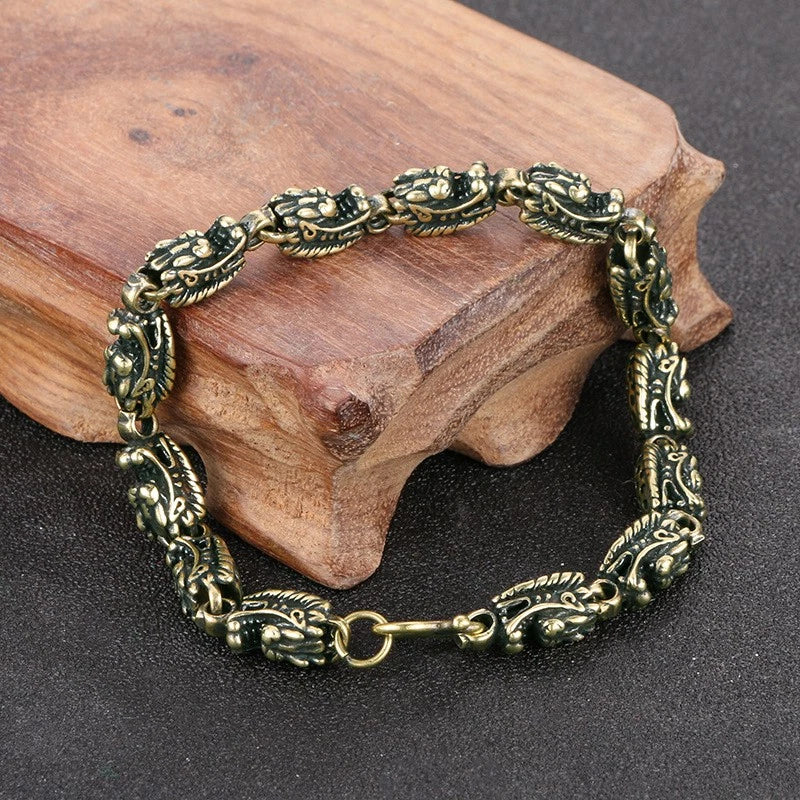 Solid Copper Dragon Bracelet Handcrafted Copper Jewelry Art Collectible 07FC0E-D4 - KOEEK