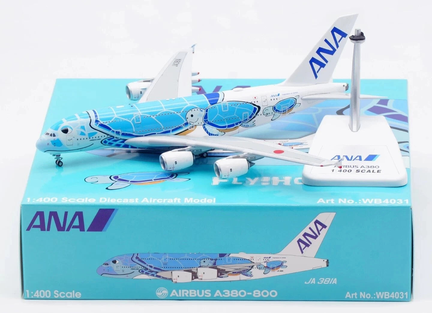 Ation 1/400 Ana Airbus A380 JA381A Blue Sea Turtle Aircraft Model Collect AVIATION - KOEEK