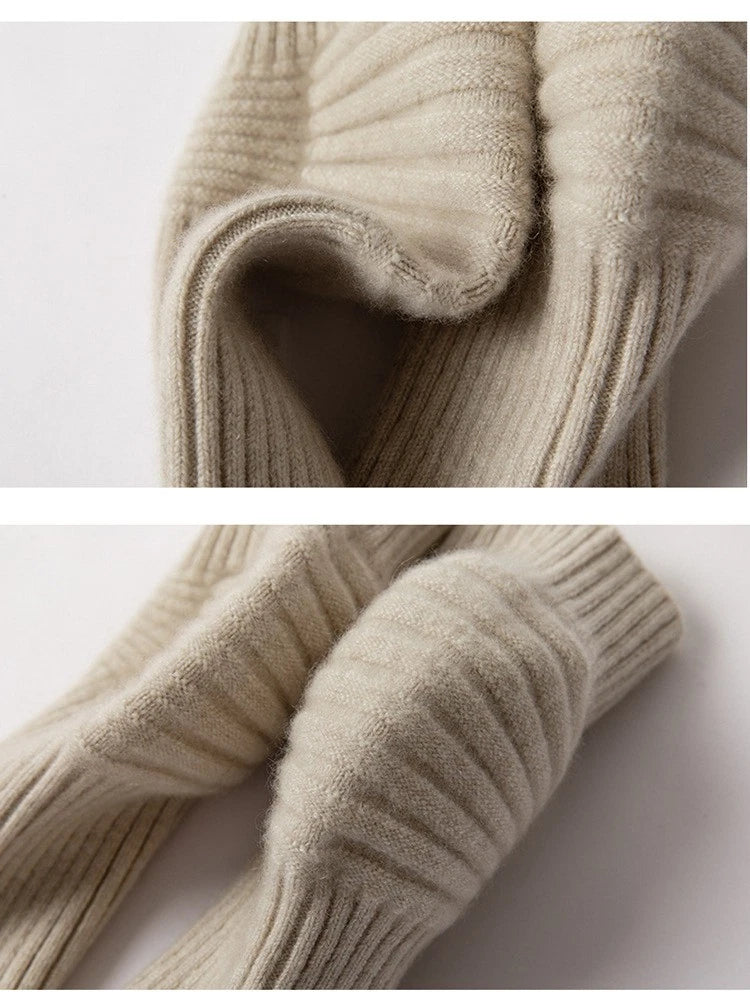 Unisex Mens Winter  Cashmere Khaki Knitted Knee Warmers Protection Pads 07FC0E-D4 - KOEEK