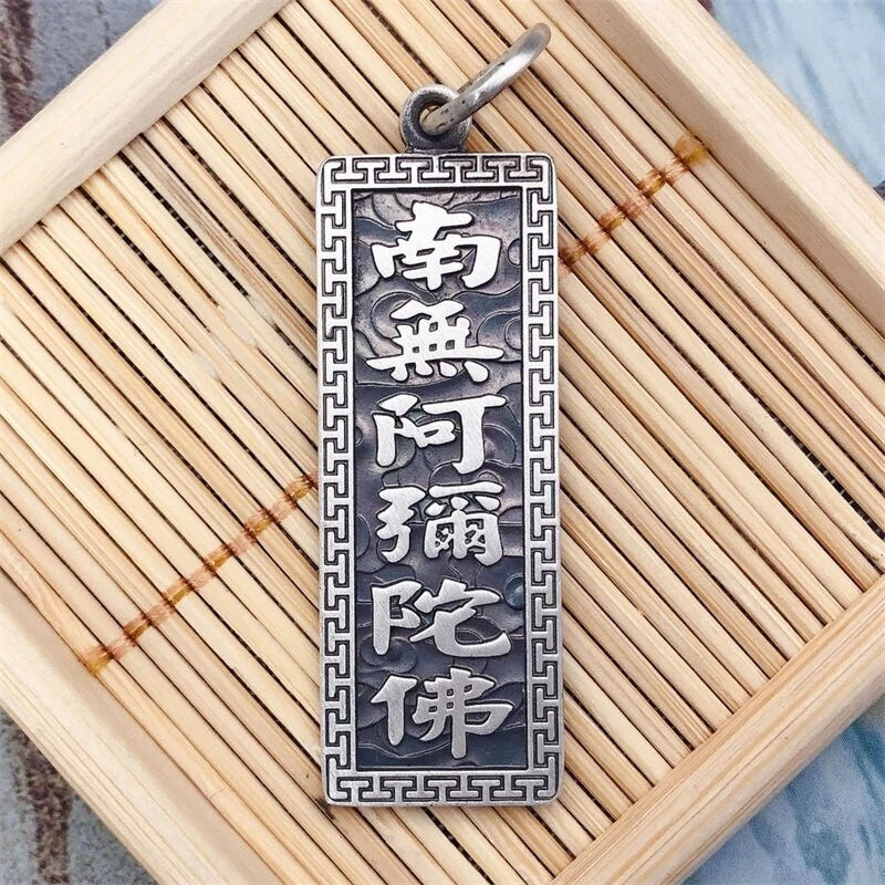 Nanmo Amitabha Buddha Amulet Pendant Necklace For Men Jewelry Prayer Retro 07FC0E-D4 - KOEEK