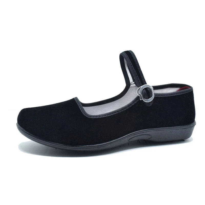 Women's Girls Chinese Black Cotton Shoes Ballerina Ballet Flats Shoes Slippers 07FC0E-D4 - KOEEK