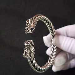 Collectable Old Chinese Tibet Silver handCarved Dragon head Bracelet 07FC0E-D4 - KOEEK