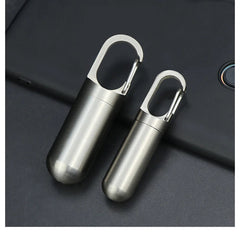 Creative Titanium Keychain Survival Waterproof Box Integrated medicine Pill Box 07FC0E-D4 - KOEEK