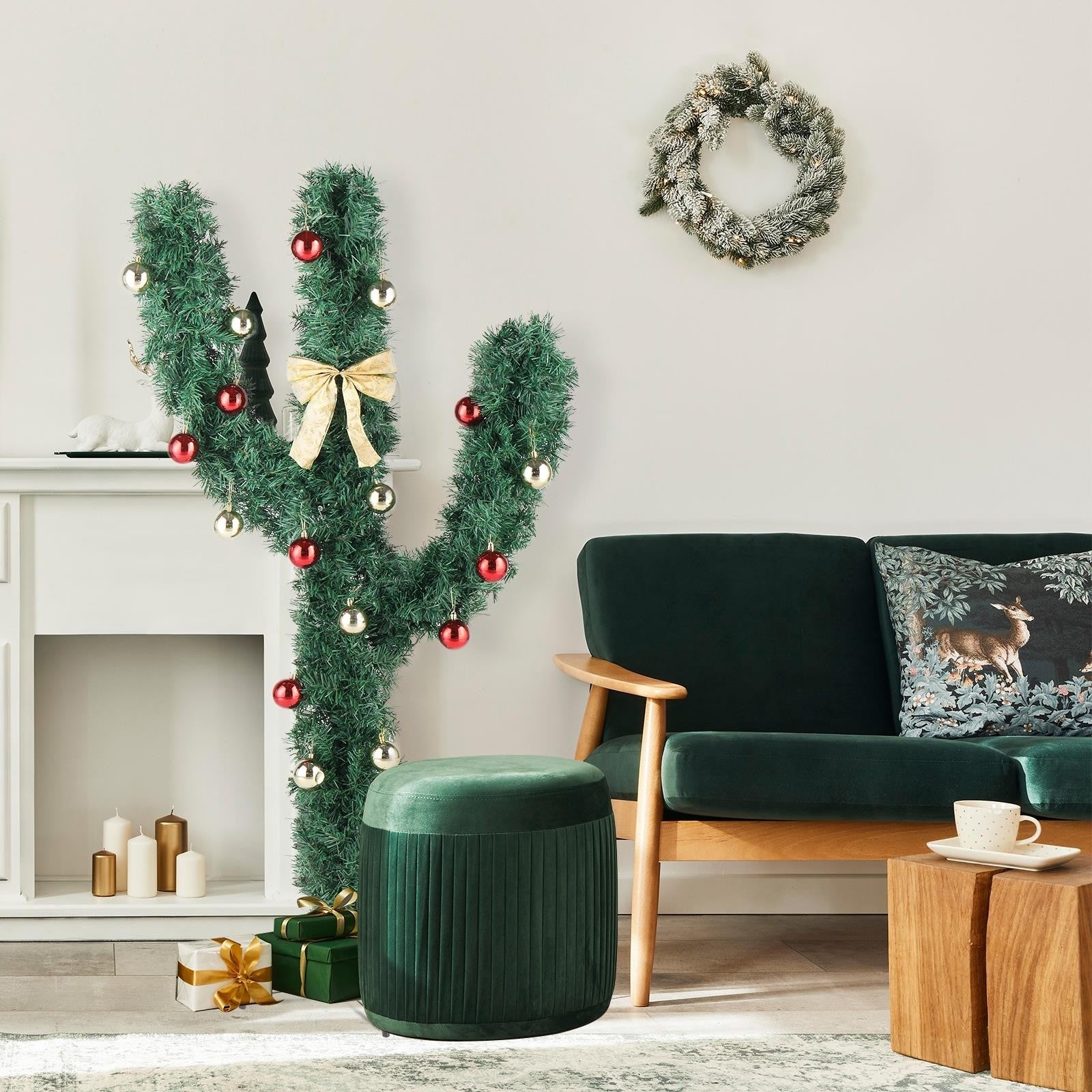 5FT Cactus Shape Christmas Tree With 110 Changing LED lights 8 Modes 07FC0E-D4 - KOEEK