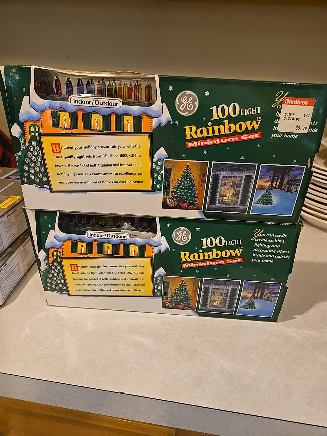 2  Vintage  GE 100 Light String-A-Long Rainbow Miniature Light Sets GE - KOEEK