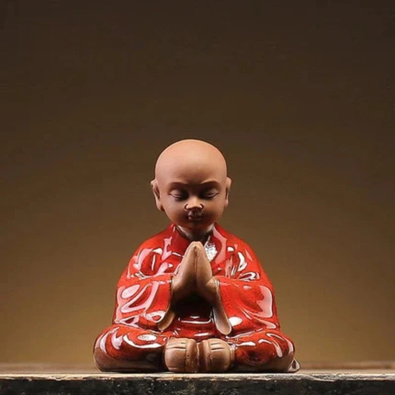 8.8cm Purple Clay Handmade Little Monk Zen Tea Pet Kung Fu Home Decoration 07FC0E-D4 - KOEEK