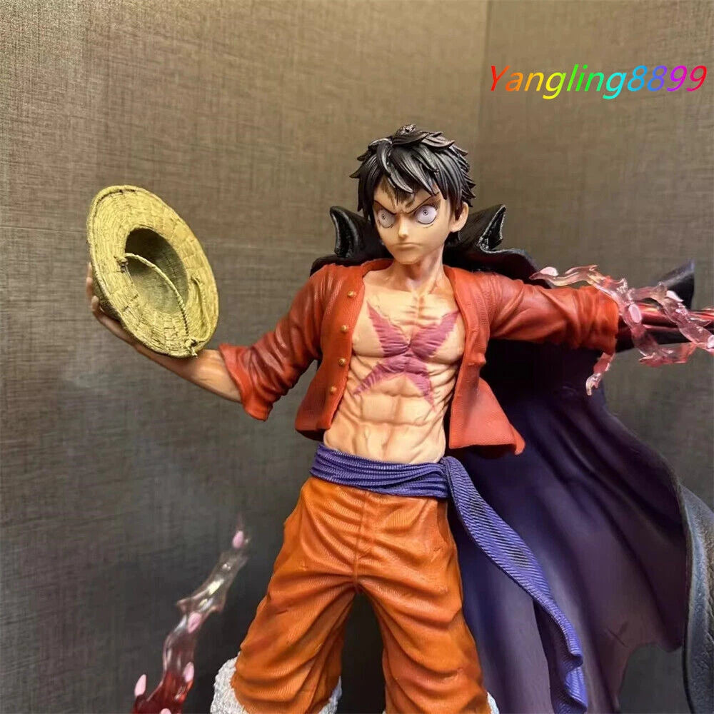 Anime Toy Monkey D. Luffy GK PVC Statue Model Figure w/ 2 Heads Fan Collect 40cm 07FC0E-D4 - KOEEK