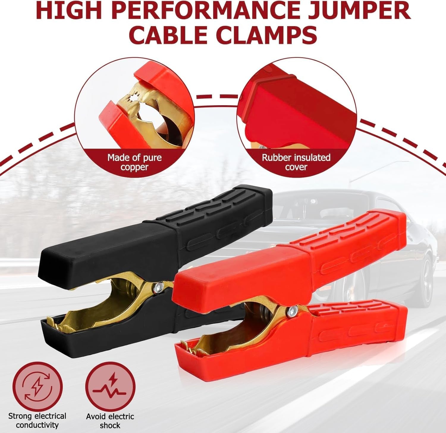 new 2Pcs Insulated Alligator Clips 100A-500A Electrical Heavy Duty 100a
