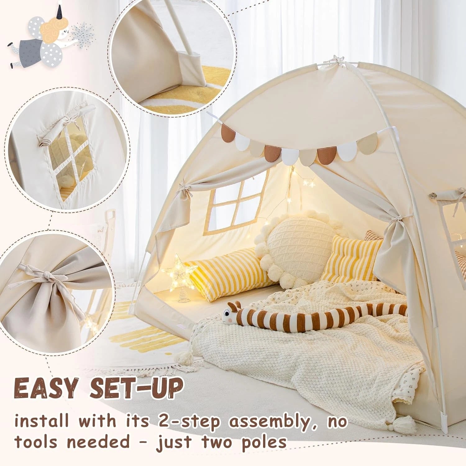 Twin Size Bed Canopy Bed Tents Dream Tent on Bed Privacy Space Blackout Sleeping 07FC0E-D4 - KOEEK