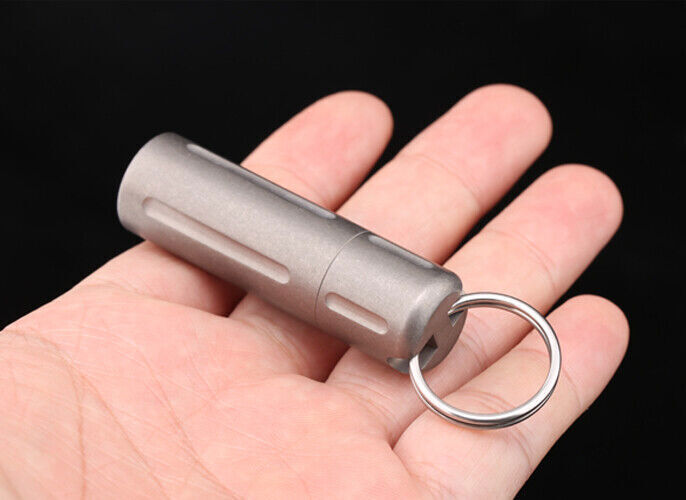 Waterproof canister pill Container Titanium EDC Emergency Key pendant Keychain 07FC0E-D4 - KOEEK