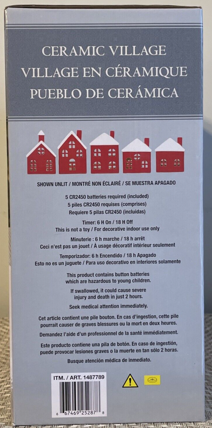 5 Piece Set Costco Christmas Red and White Ceramic Village Pueblo Lights WHITE - KOEEK