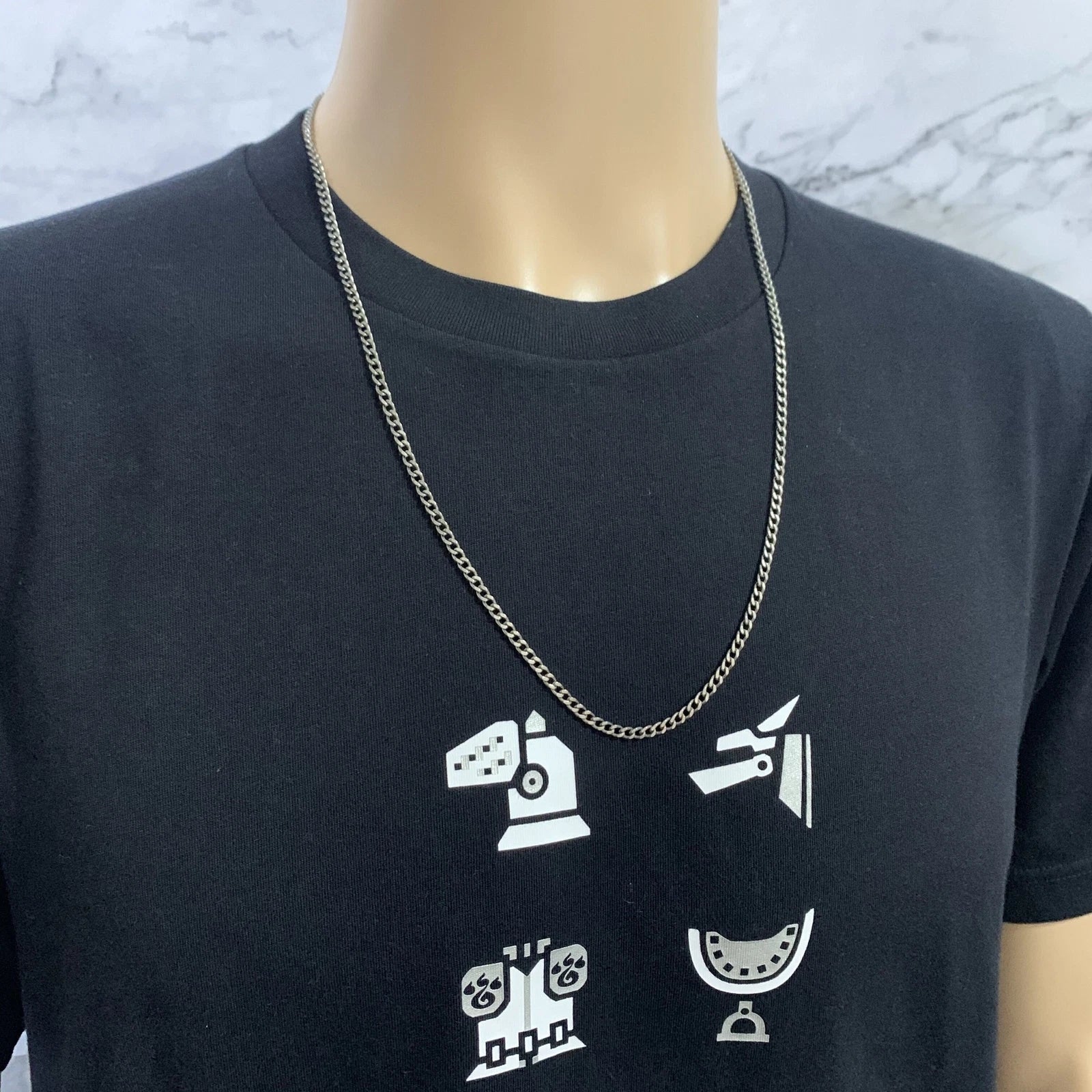 Pure Titanium Anti-allergy Necklace 2.2mm 3.5mm 5.5mm Curb Chain 22'' 24'' 26'' 07FC0E-D4 - KOEEK