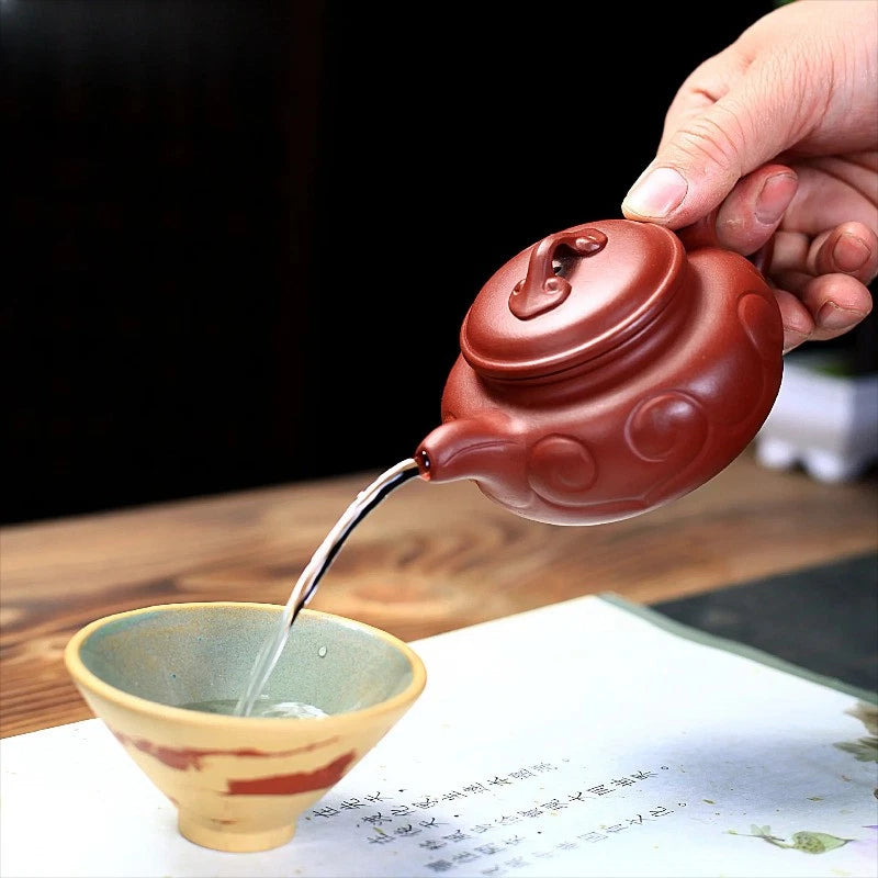 200ml Yixing Purple Clay Handmade Ruyi Teapot Kettle with Filter Kungfu Teaware 07FC0E-D4 - KOEEK